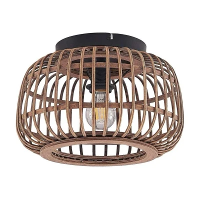 Image of Lindby Bominio ceiling light, Ø 33 cm, rattan, wood, E27