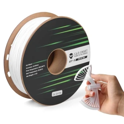Image of SainSmart TPU Filament 1.75mm, GT 3 Flexible 3D Printer for High Speed Printing 500mm/s, UV Resistant, White, 2.2 LBS (1KG) Spool, Dimensional Accuracy +/ 0.04mm