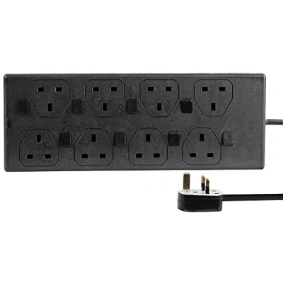 Image of Pro Elec 8 Way Individually Switched Extension Lead, 2m, Black