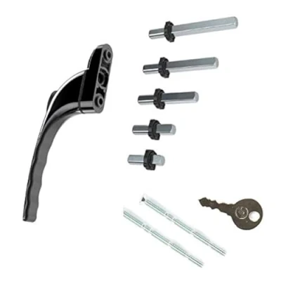 Image of Black UPVC Universal Inline Espag Lockable Window Handle Smart Spindle