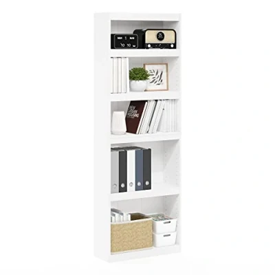 Image of Furinno JAYA Enhanced Home 5 Tier Shelf Bookcase, White