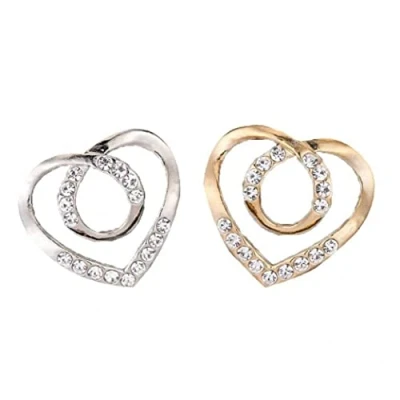 Image of vepoty 2pcs Women Scarf Clip Heart Shape Silk Clasp Clips Neckerchief Ring Wrap Holder Scarves Buckle Jewelry Gift