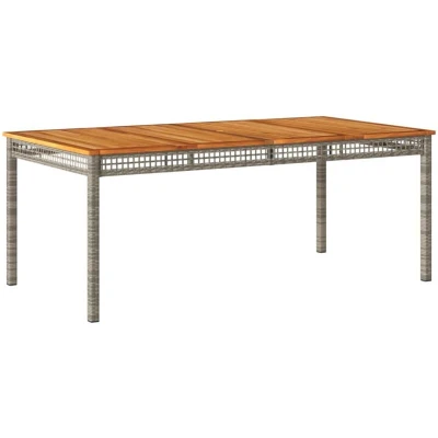 Image of vidaXL Garden Table Grey 180x90x75 cm Poly Rattan Acacia Wood
