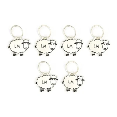 Image of Lantern Moon Meadow Metallic Silver Plated Sheep Shaped Knitting Ring Stitch Markers 6 Pieces