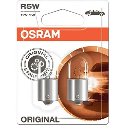 Image of OSRAM Original 12V R5W halogen auxiliary lights 5007 02B in double blister silver/clear