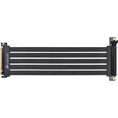 Image of Corsair Premium PCIe 3.0 x16 extension cable, 300 mm (EMI shielded, fully flexible, 90 degree female connector), black