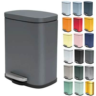 Image of Spirella Akira Collection Pedal Bin 21.4 x 17.6 30 cm (5 Litres), Steel, Grey,