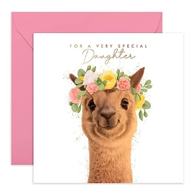 Image of Central 23 Sweet Daughter Birthday Card &#039;For A Very Special Daughter&#039; Cute Cards for Fun Women Llama Comes with Stickers