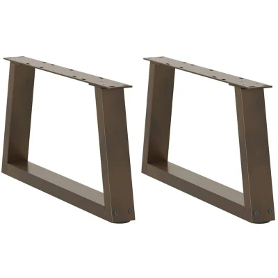 Image of vidaXL V Shape Steel Table Legs for Dining/Coffee Tables, 50x30 31.3 cm, Natural Steel/Sleek &amp; Adjustable Design