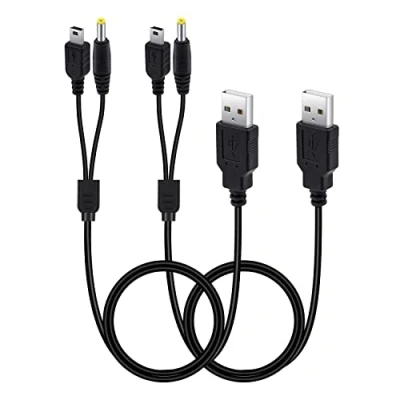 Image of Mcbazel 2PCS Charging Cable for PSP 1000/2000/3000/PS3,2 in 1 USB Data Transfer Charger Lead Cord 1000 2000 3000,Black