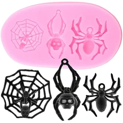 Image of Halloween Spider Web Silicone Mold DIY Candy Chocolate Pudding Soap Mould Jelly Fondant Cake Decoration Tools