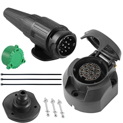 Image of SPARKMOTO 13 Pin Trailer Plug and Socket,12V socket With Installation Accessories,Tow bar Male Female 13pin Towing Caravan RV (New)