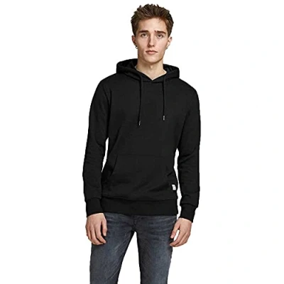 Image of Jack &amp; Jones Jjebasic HOOD Hoodie, Men&#039;s, Size: XS, Black