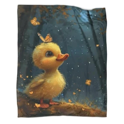 Image of QIACVYDKZ 3D Duck Design Luxurious Super Soft Warm And Cosy Throws Cute Duckling Pattern Fleece Throw Blanket Fuzzy Microfiber Sport Bedding for Bed Couch 40x50inch(100x130cm)