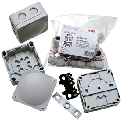 Image of 3 x Grey Wiska 308/5 Combi Junction Box with Pack of 10 GLP20+ IP68 Cable Glands Outside Wiring