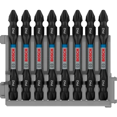 Image of Bosch Professional 8pcs. Double Screwdriver Set Phillips (Impact Control, 8 x PH2 Bits, Length 65mm, Pick and Click, Accessory Impact Drill), Cranberry
