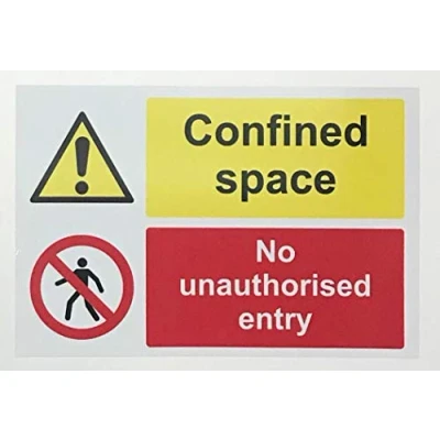 Image of Confined Space no unauthorised Entry Sign Self Adhesive Sticker 300mm x 200mm