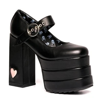 Image of LAMODA Women&#039;s Love Demon Court Shoe, Black Pu, 6 UK