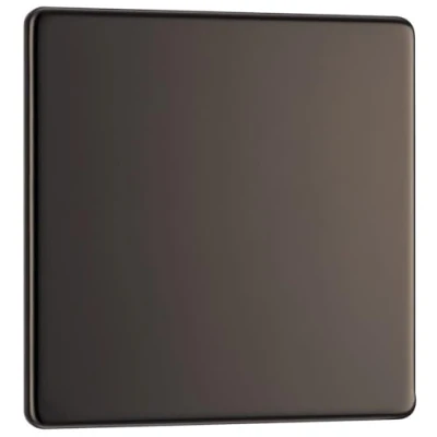 Image of BG Electrical Screwless Single Blank Flat Plate, Black Nickel, FBN94 01