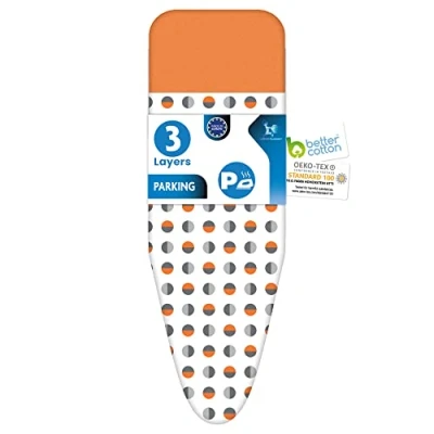 Image of LAUNDRYSpecialist Ironing BOARD COVER WITH PARKING ZONE SUPER SAFE 130x45 CM Available in TWO SIZES 100% BCI COTTON AND ULTRA THICK MOLTON LAYER Extra comfort