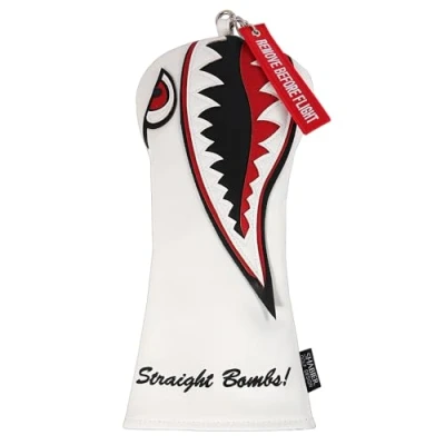 Image of New War Shark Flying Tiger Warshark Golf Driver Headcover for Taylormade M3 M4 M5 M6 SIM Club (White Cover)