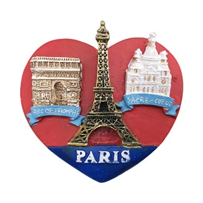 Image of 3D Heart Paris France Refrigerator Fridge Magnet Tourist Souvenirs Handmade Resin Craft Magnetic Stickers Home Kitchen Decoration Travel Gift