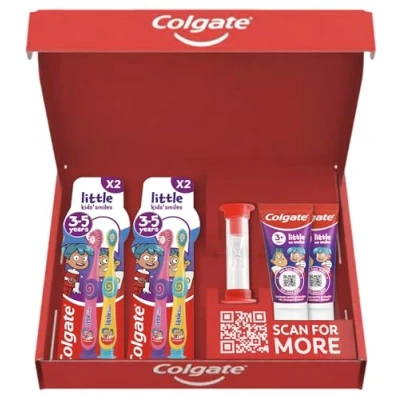 Image of Colgate Kids Toothpaste Set 3+ Years with 2X Little Kids&#039; Smiles Toothpaste, 4X Toothbrushes 3 5 and a 2 Minute Timer for Stronger Enamel* Super Soft bristles