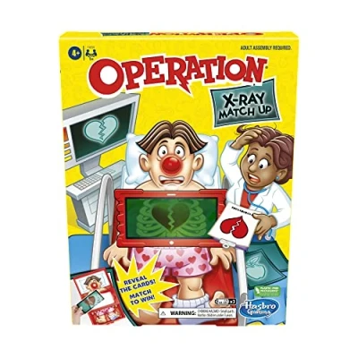 Image of Hasbro Gaming Operation X Ray Match Up Board Game for 2 or More Players, Matching Kids Ages 4 and Up, with Lights Sounds,Red