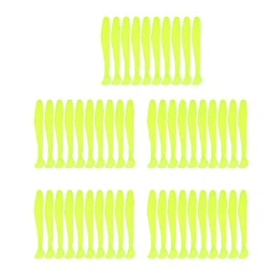Image of Soft Fishing Lures,Fishing Lures,tail Grub 2 inch,Grub Worm Lure,50pcs Lures Baits Set, 5cm Plastic Bait T Tail Fish Tackle Accessory 9 Colors (Yellow)