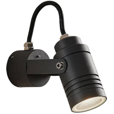 Image of Lucande outdoor wall spotlight Galina, grey, aluminium, 11.2 cm high