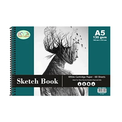 Image of A5 Sketchbook for Artists Hardcover 130GSM Thick Paper Large Sketch Pad Art Book, Spiral Bound Book Drawing 60 Sheets Painting, Sketching, Doodling