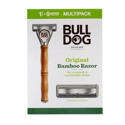 Image of BULLDOG Skincare Original Bamboo Razor Multipack Smooth Glide Handle + 9 Blade Refills for Men