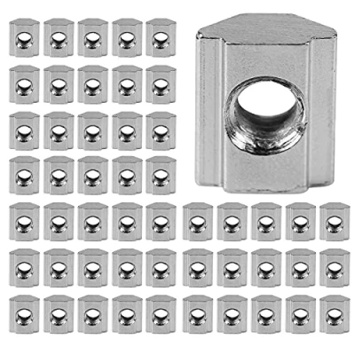 Image of Aluminum Extrusion Hardware, T Nut 2020, Slot Nuts And Bolts, 50Pcs Nuts,T Nuts, Hammer Head Fastener Series Sliding EU Type 20/30 M4/ M5/ M6 Carbon Steel Thread Slide in H