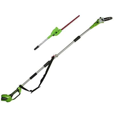 Image of Greenworks G40PSH Cordless 2 in 1 Pole Saw and Hedge Trimmer with Shoulder Strap, 20cm Bar, 51cm Dual Action Blades, WITHOUT 40V Battery &amp; Charger, 3 Year Guarantee