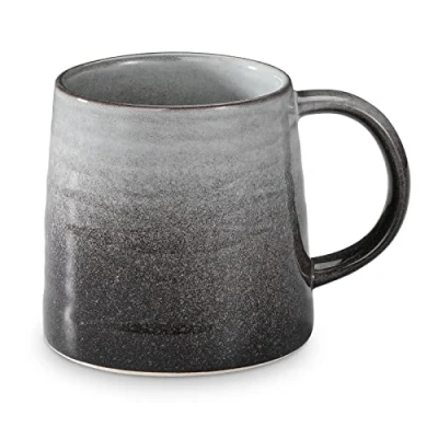 Image of TELANKS Large Coffee Cup, Cappuccino Cups, Stoneware, 500 ml Ceramic Porcelain Tea Cup with Handle (Grey)