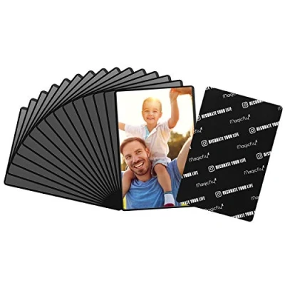 Image of Magicfly Pack of 15 Magnetic Photo Frames 6x4 inch Fridge 15x10 cm Picture Frame Magnets Sleeves for Kids Adult Family Black