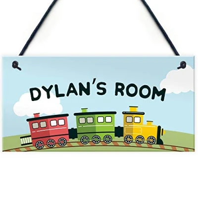 Image of RED OCEAN Name Plaque Door Nursery Bedroom Sign Train Gift Boys Children Xmas