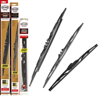 Image of Heyner Germany Windscreen Wiper Blades Exclusive Spoiler Full Set Front Rear Fits Honda Jazz II 2002 2008 HES2015H14HC