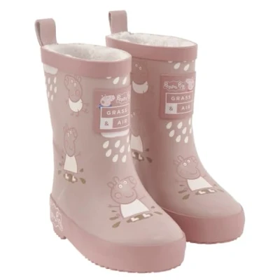Image of Grass &amp; Air Kids Wellies, Peppa Pig Colour Changing Childrens Rain Boots, Pink