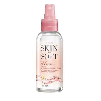 Image of Avon Skin So Soft Silky Moisture Nourishing Dry Oil Spray 150ml, Locks in Moisture, Formulated with Argan Oil, Quick Formula, Cruelty Free