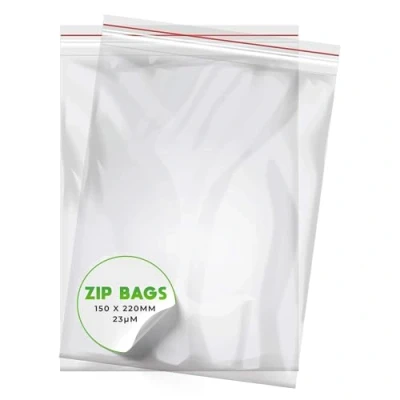 Image of V1 Trade Zip Bags Set of 100 150 x 220 mm Baggys Robust Ziplock Resealable for Better Organisation Plastic Sealable