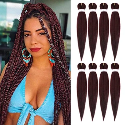 Image of Beyond Beauty 8 Packs Pre Stretched Braiding Hair Synthetic Yaki EZ Coi Leray Braids Knotless Extensions Hot Water Setting Crochet 26Inch(99J)