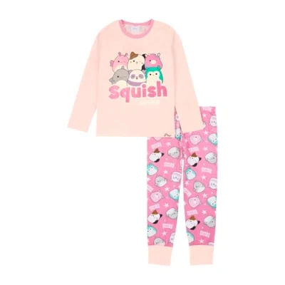 Image of Squishmallows Girls Pyjamas Long PJ Set Squish Squad Plush Pjs Ages 6 to 13 Years Old 12 Pink