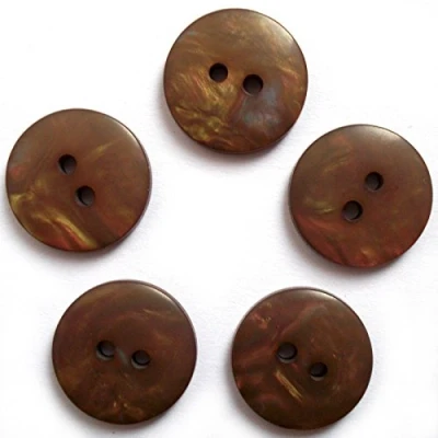 Image of Mother of Pearl Effect Colour Buttons Round 2 Hole Pack 5 (Dark Brown, 18mm)