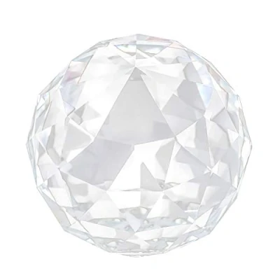 Image of Clear Cut Crystal Glass Ball, 60/80mm Translucent Faceted Gazing Sphere Prisms Suncatcher Home Hotel Decor Hardware Fittings (60mm/2.36in)