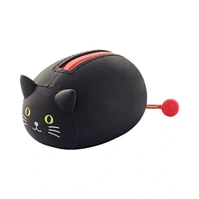 Image of LIHITLAB PuniLabo Mini Zipper Pouch, Horizontal, 2.2&quot; x 2.7&quot;, Black Cat (A7780 3)