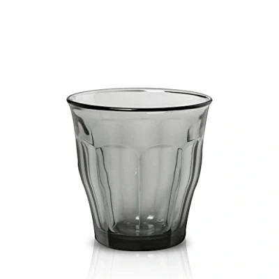 Image of Duralex Made in France Picardie Glass Tumbler Drinking Glasses Set of 6, 10 3/8 oz, Gris/Grey