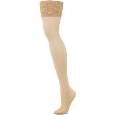Image of 1 Pair Natural Tan 10 Denier Run Resist Hold Ups Ladies Large Charnos