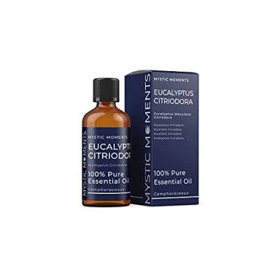 Image of Mystic Moments Eucalyptus Citriodora Essential Oil 100ml Pure &amp; Natural for Diffusers, Aromatherapy Massage Blends Vegan GMO Free