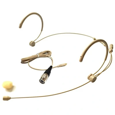 Image of Microdot 4016 Headset Headworn Microphone For Audio Technica Wireless System Detachable Cable With 4 Pin Hirose type Connector Omidirectional Mic